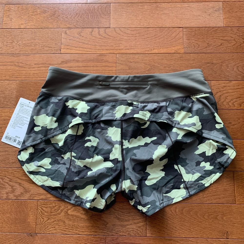 LULULEMON SPEED UP MR SHORT 4”-CAMO CRISPIN GREEN - Picture 3 of 11